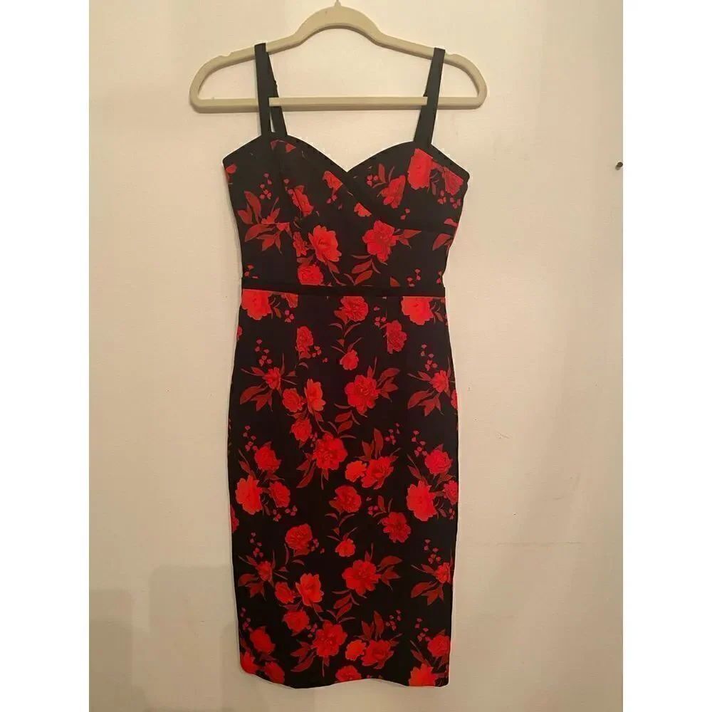 Anthropologie -Floral Sweetheart Pencil Dress -size 2 - Picture 3 of 9